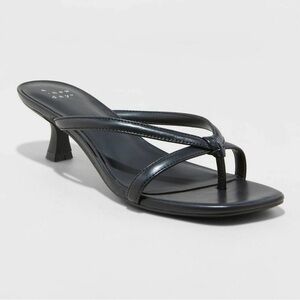 A New Day Black Strappy Kitten Heels Colleen Mule 10